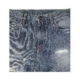 Blue Washed Tattered Straight Fit Denim Jeans