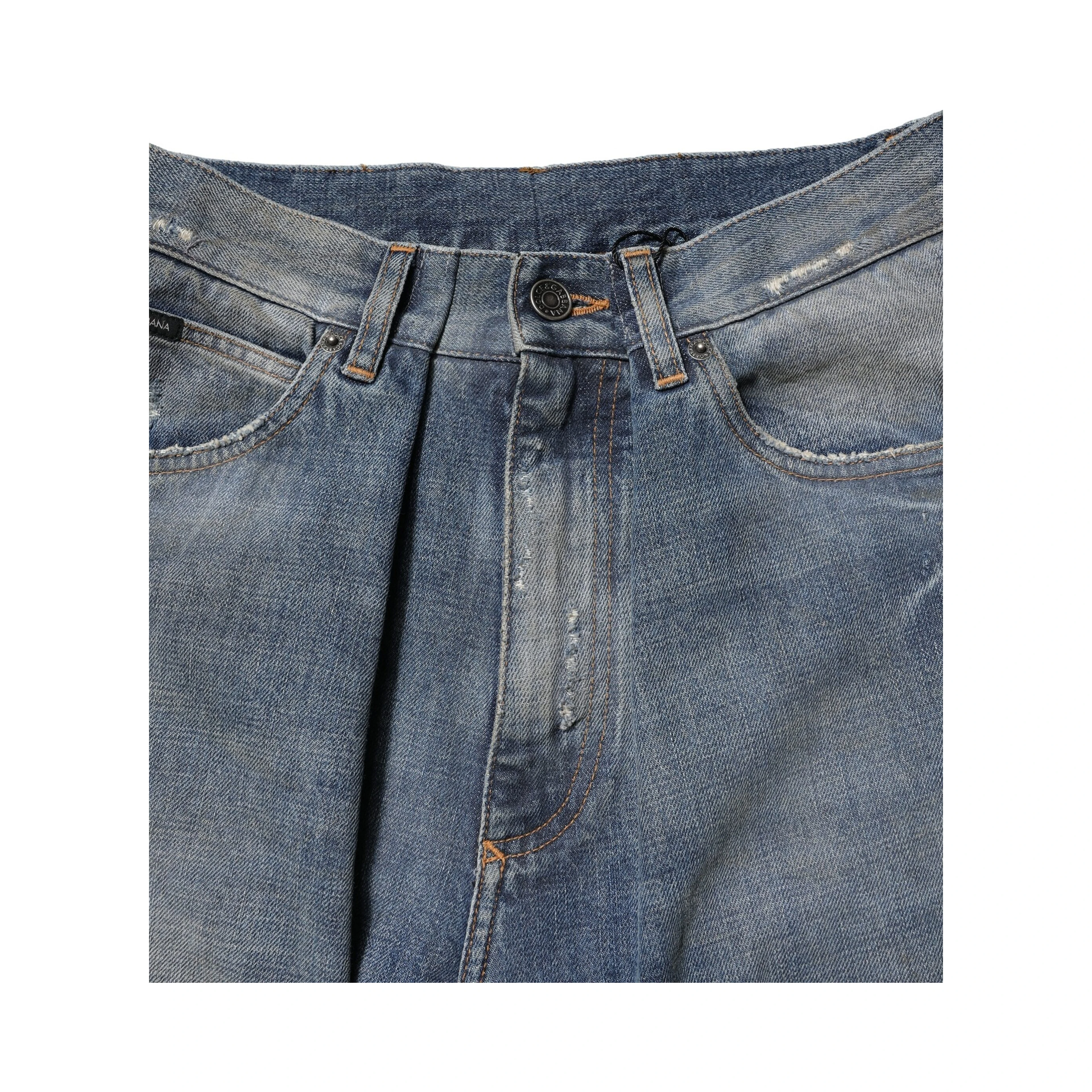 Blue Cotton Tattered Men Denim Jeans