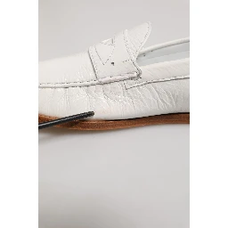White Leather Loafers Moccasins Slip On Shoes