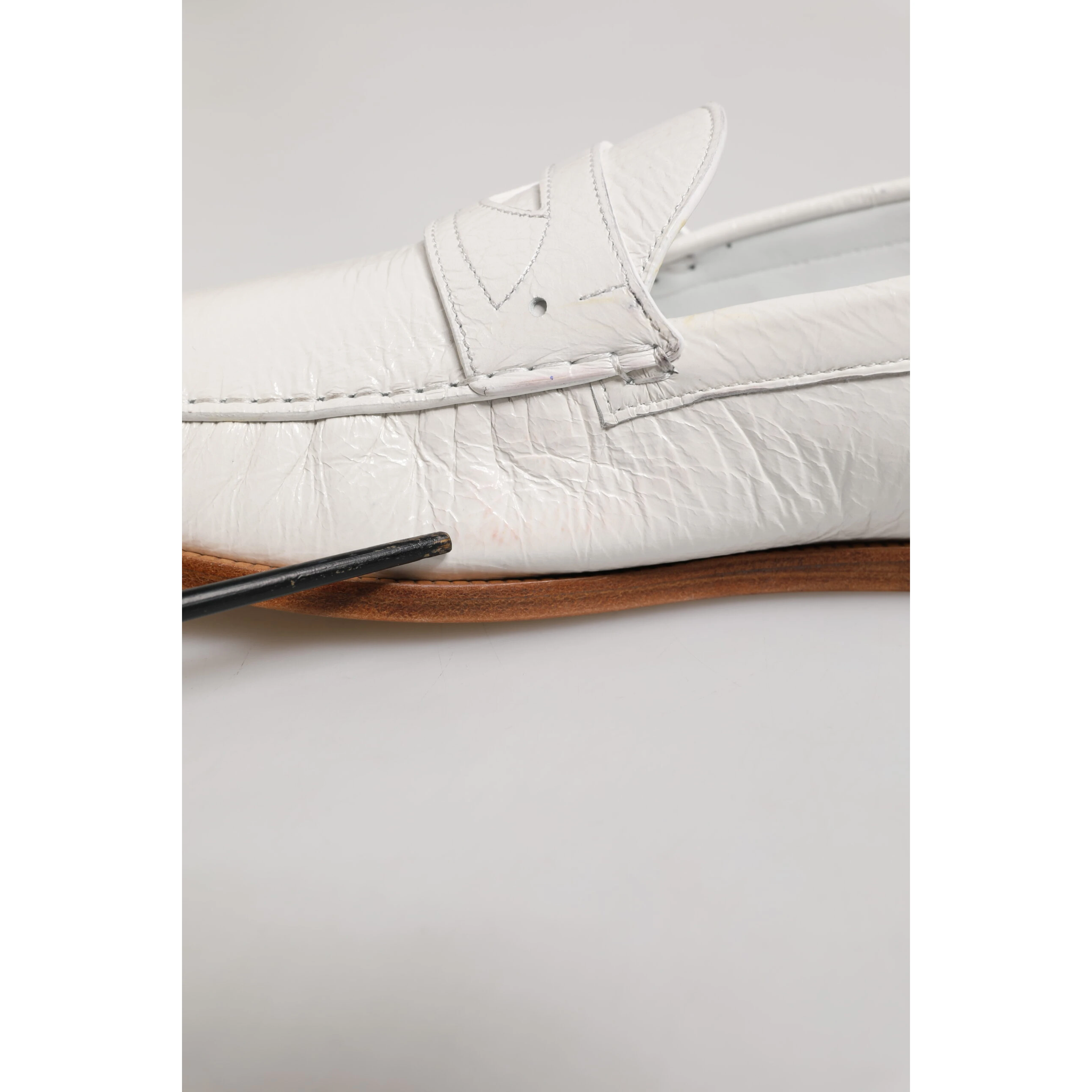 White Leather Loafers Moccasins Slip On Shoes