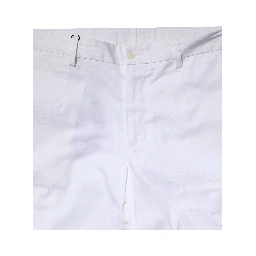 White Cotton Straight Logo Men Pants