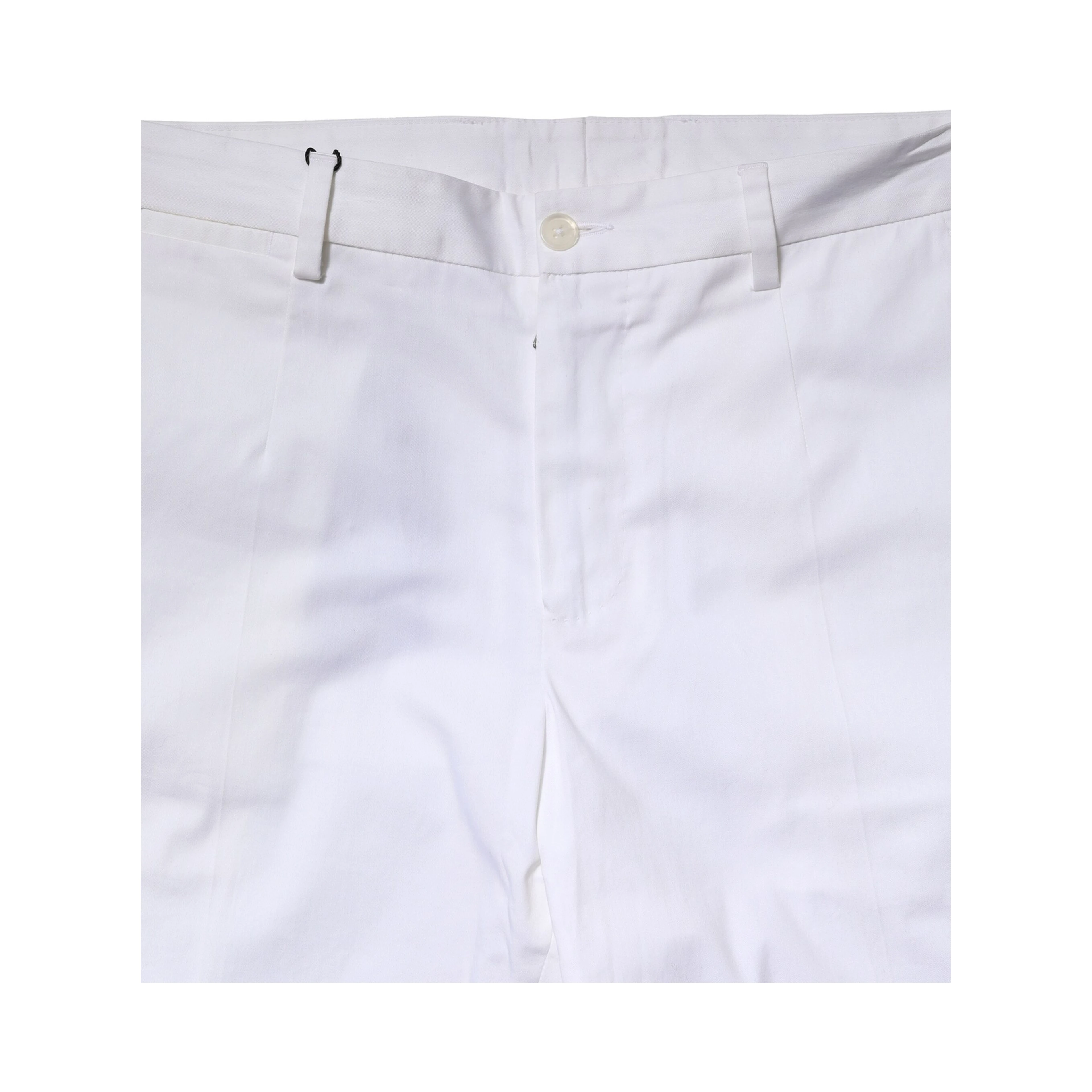 White Cotton Straight Logo Men Pants
