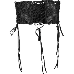 Black Cotton Waist LaceUp Strap Corset Belt