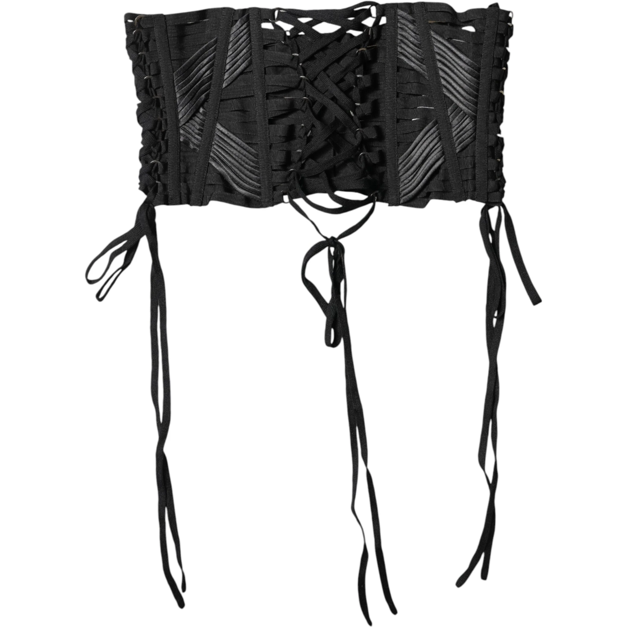 Black Cotton Waist LaceUp Strap Corset Belt
