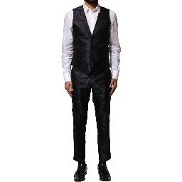 Black Jacquard 3 Piece Single Breasted Suit