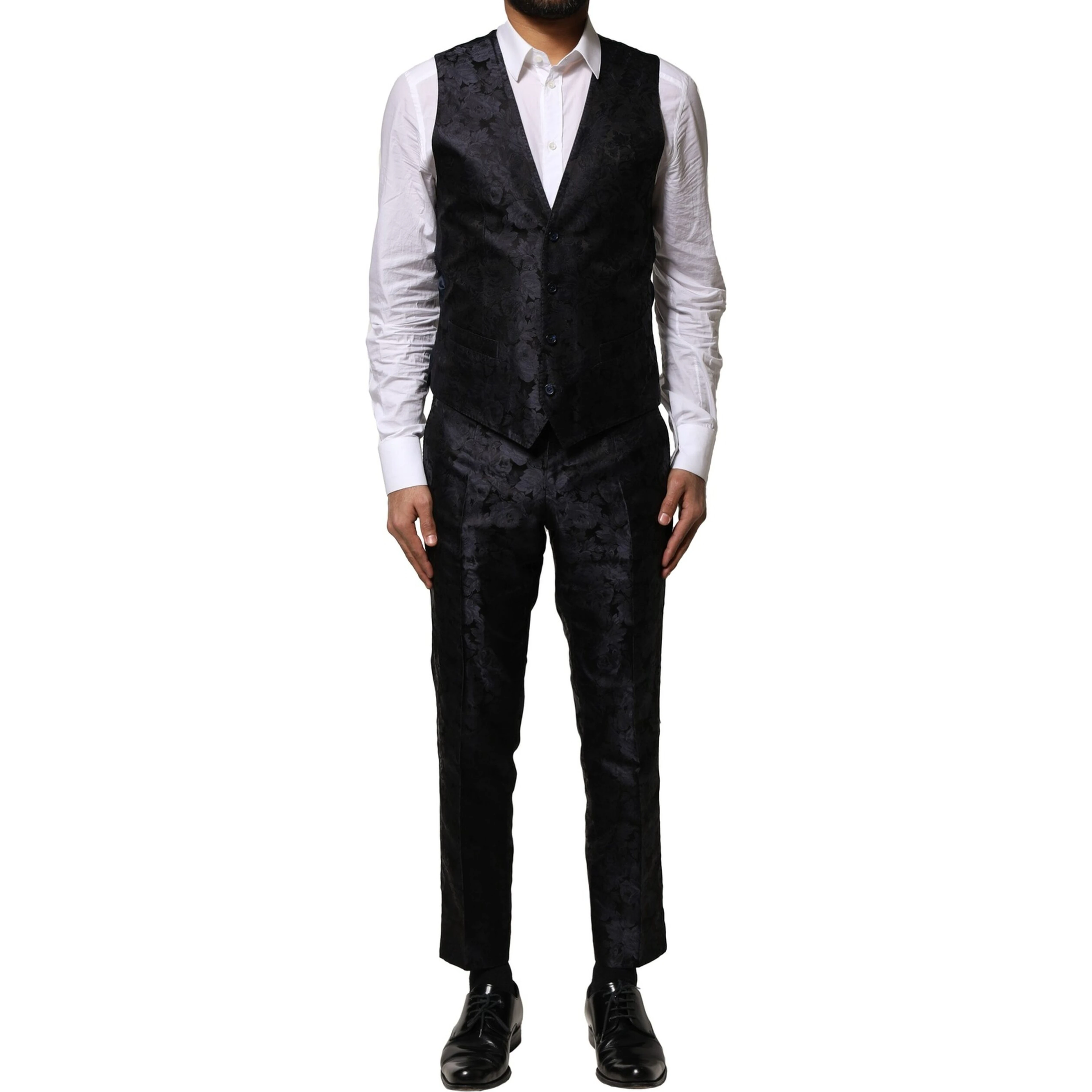 Black Jacquard 3 Piece Single Breasted Suit