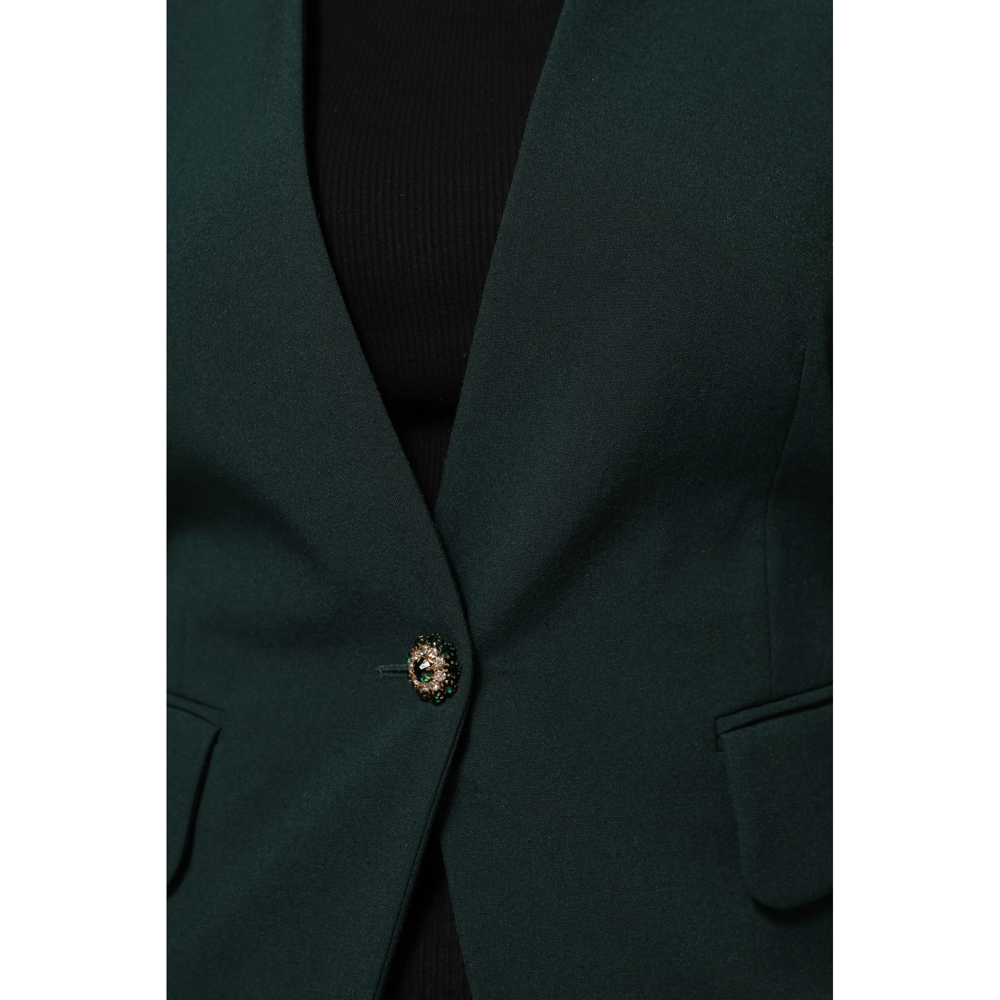 Green Single Breasted One Button Coat Jacket