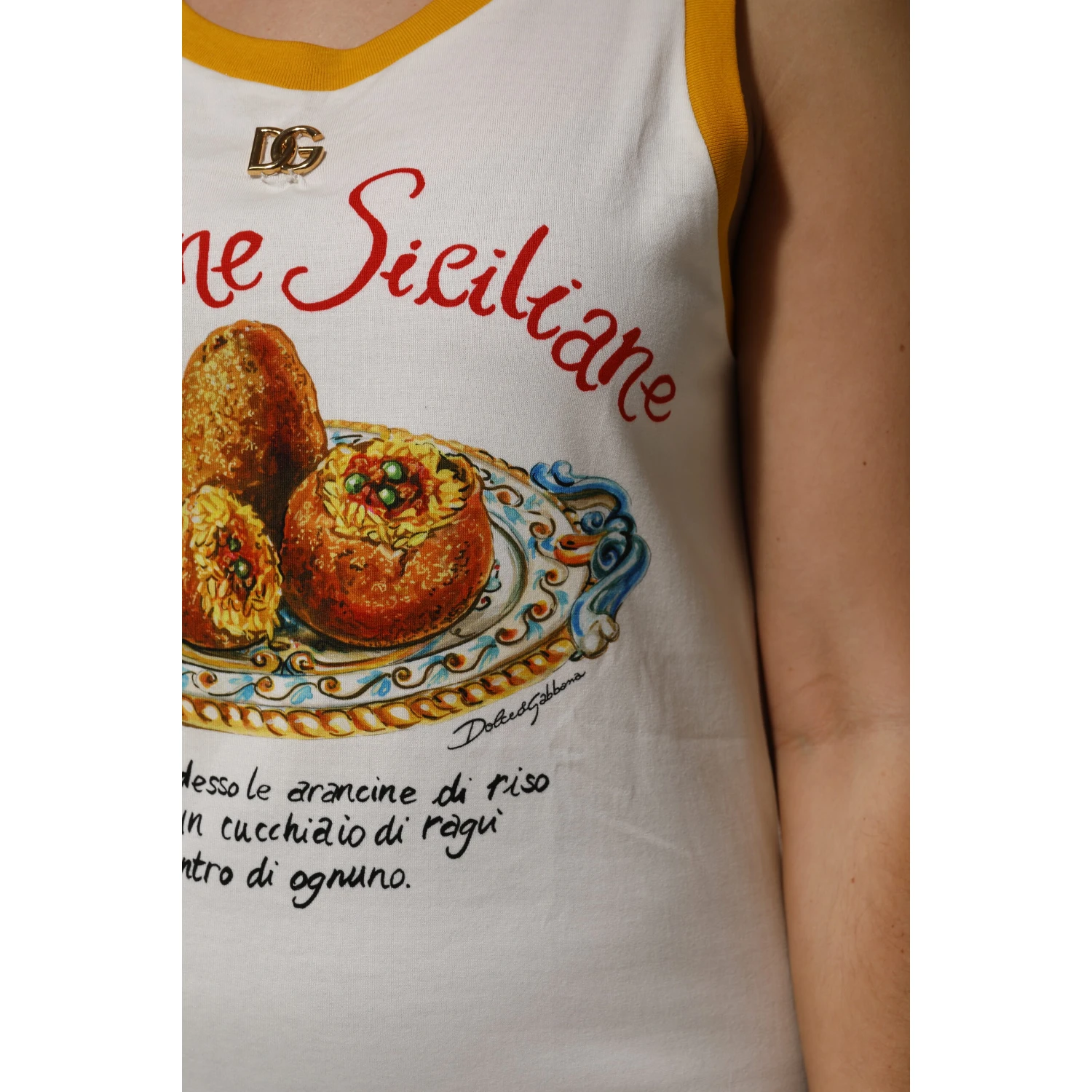 White Araneine Siciliane Sleeveless Tank Top