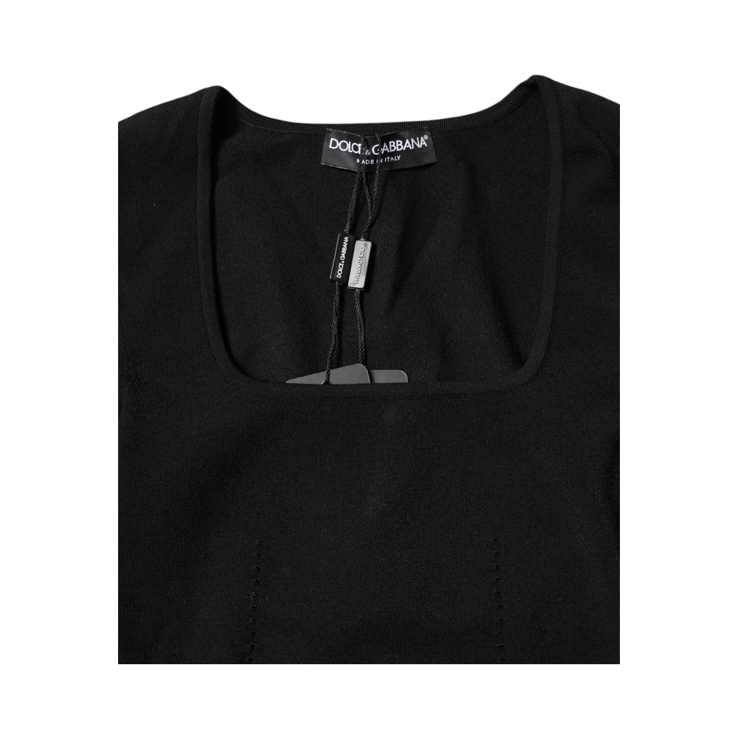 Black Square Neck Long Sleeves Pullover Top