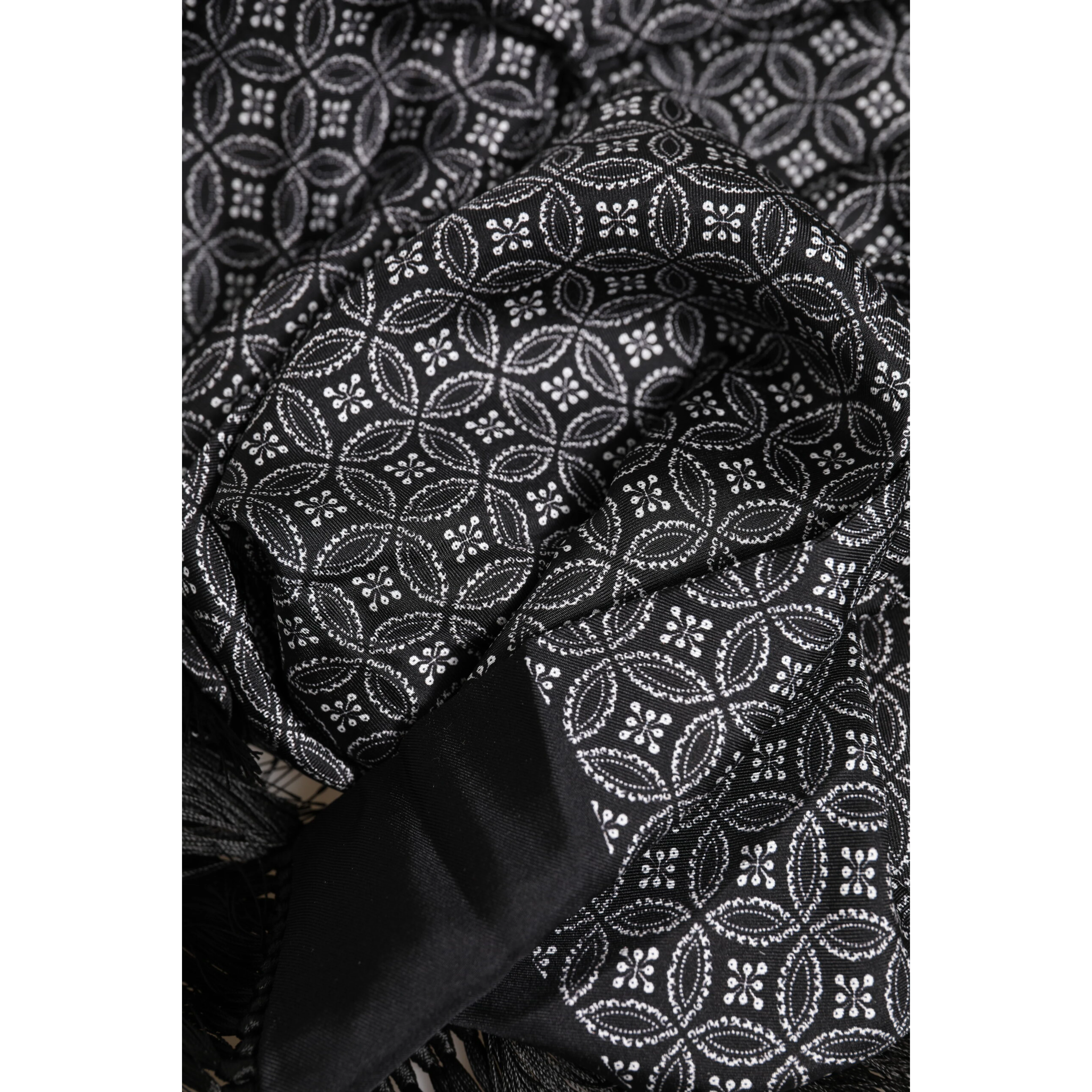 Black Patterned Fringes Men Foulard Scarf