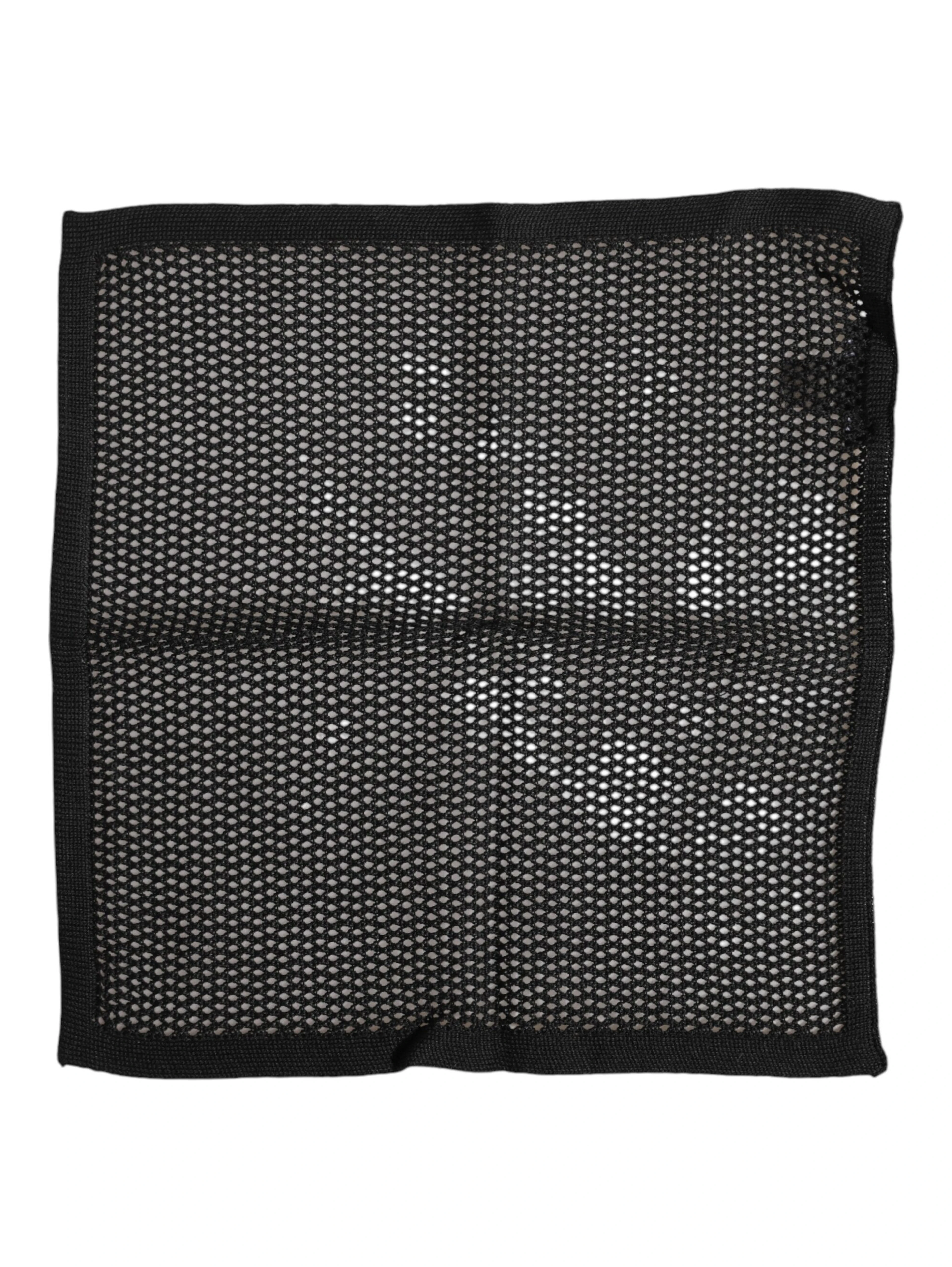 Black Patterned Cotton Square Foulard Scarf
