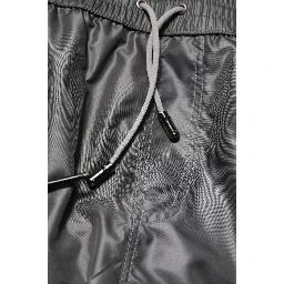 Gray Polyester Mid Waist Casual Bermuda Shorts