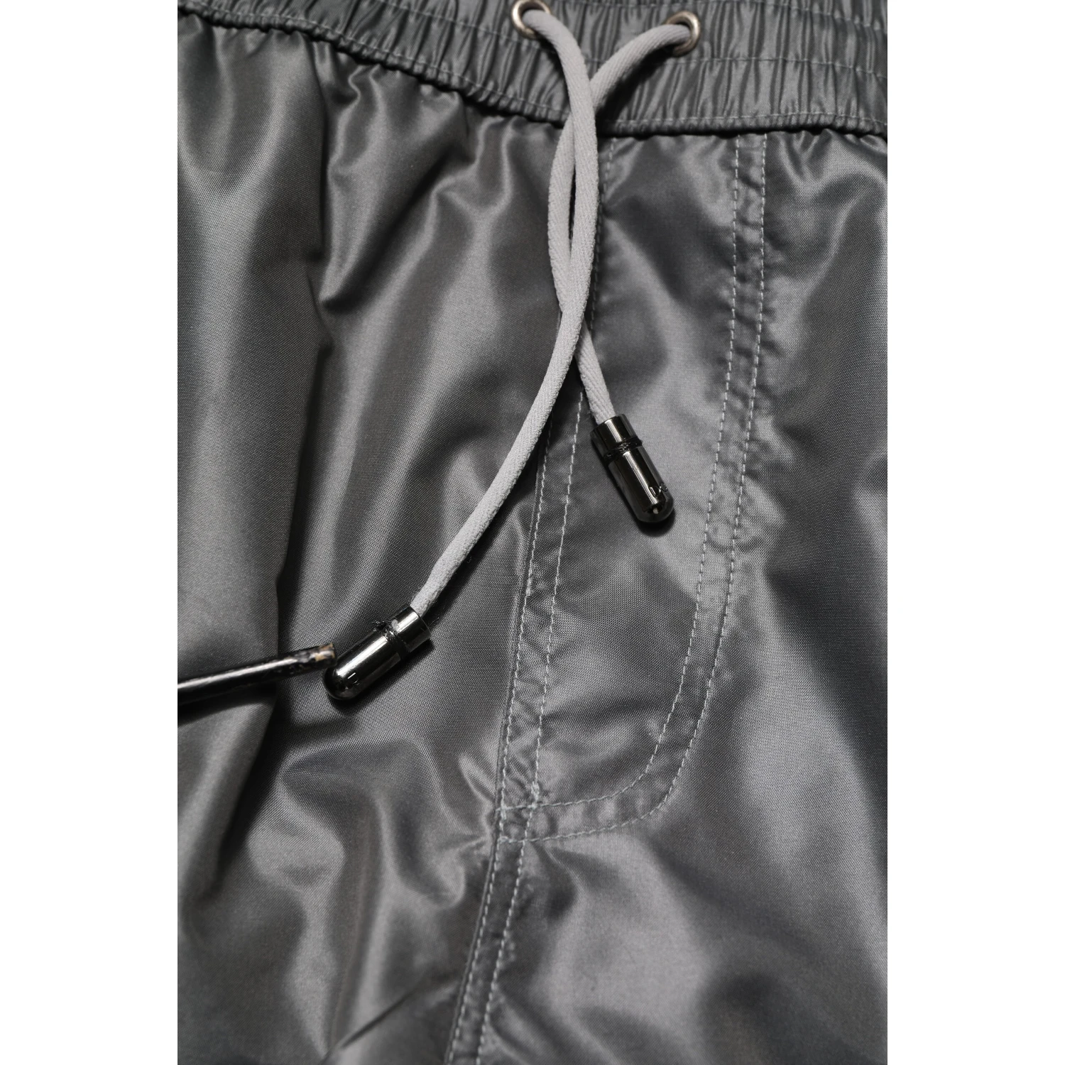 Gray Polyester Mid Waist Casual Bermuda Shorts