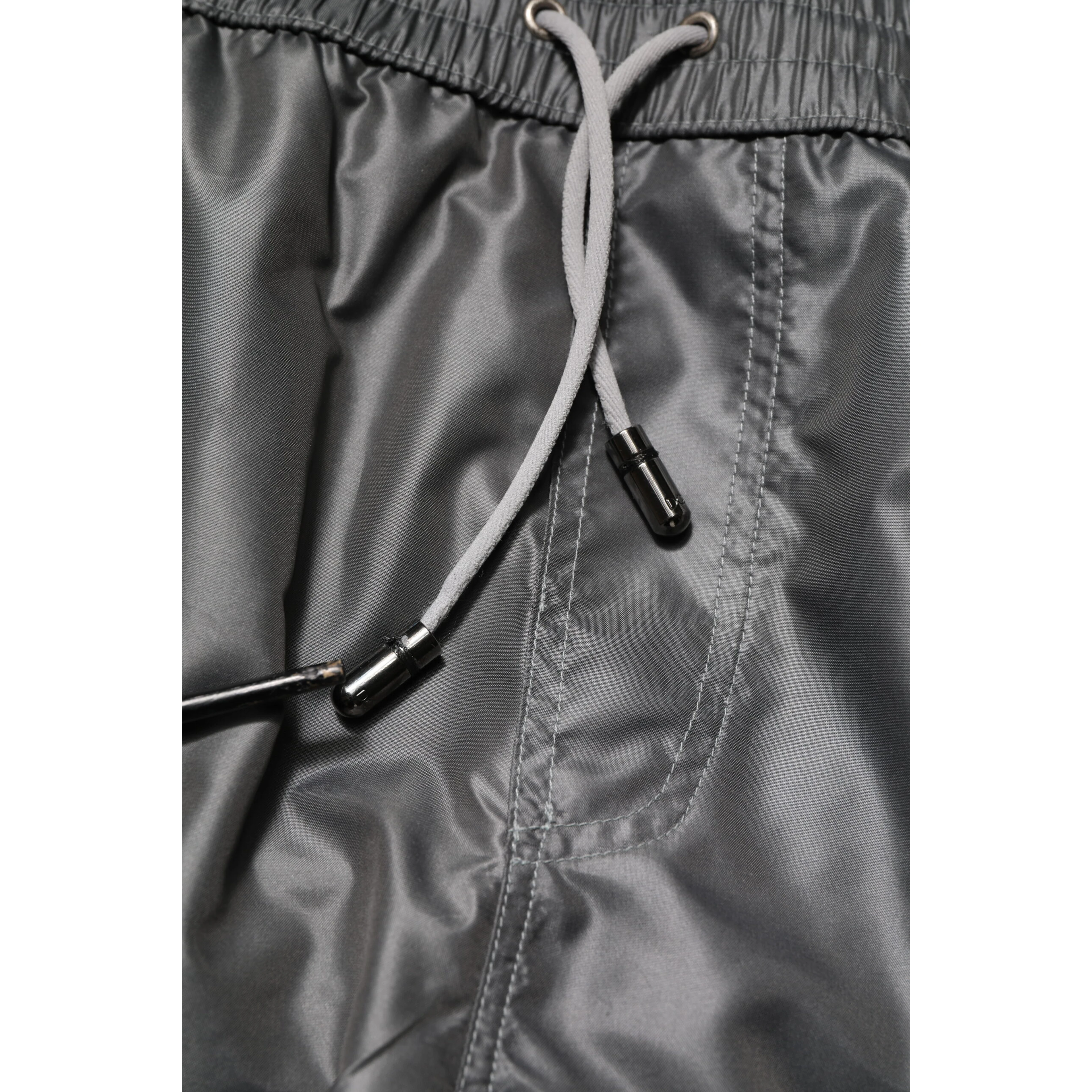 Gray Polyester Mid Waist Casual Bermuda Shorts