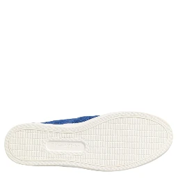 Blue Leather Lace Slip On Sneaker Shoes