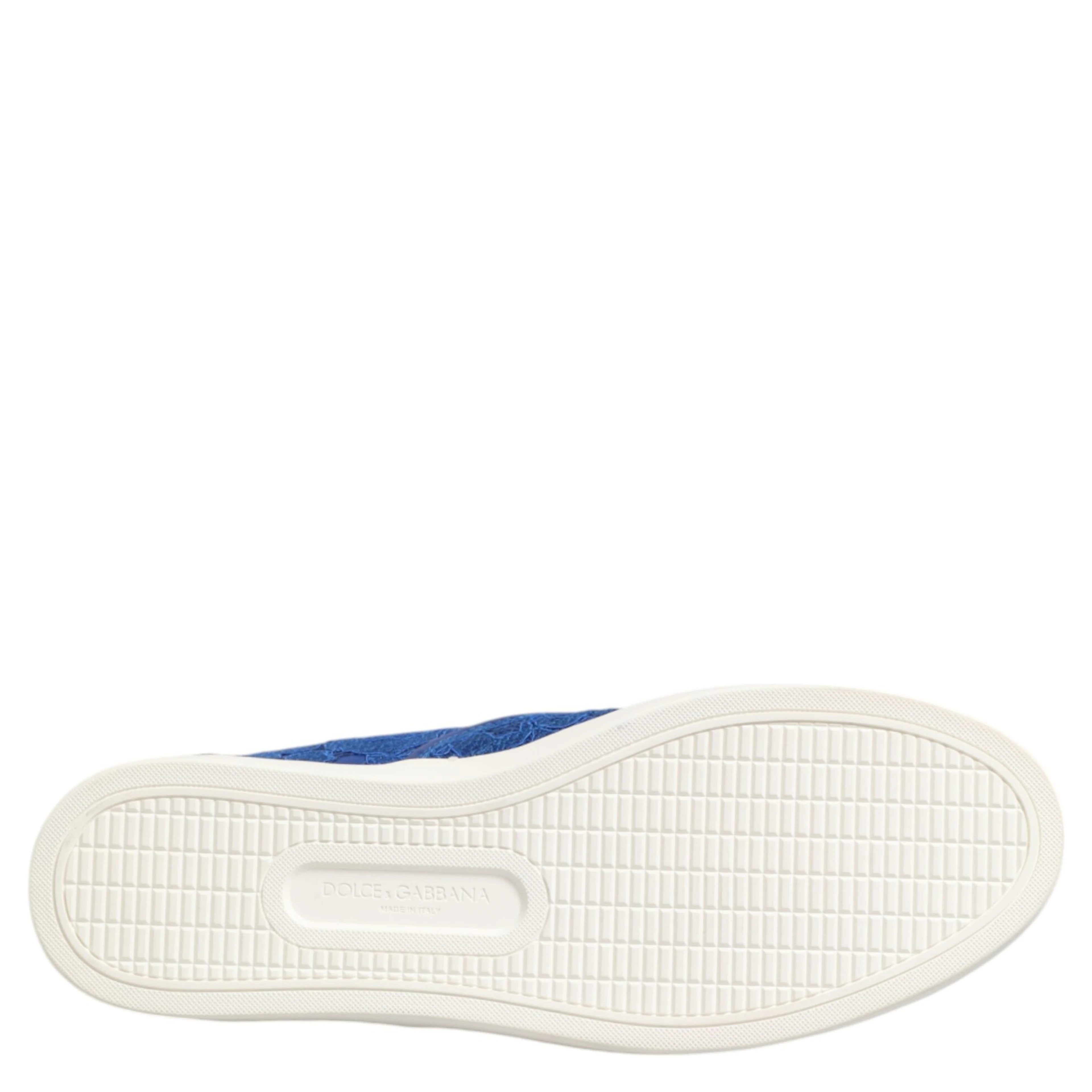 Blue Leather Lace Slip On Sneaker Shoes