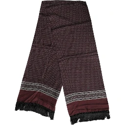 Maroon Dotted Silk Fringes Foulard Scarf