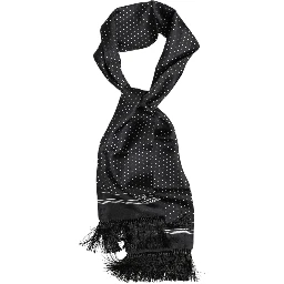 Black White Polka Dot Fringes Foulard Scarf