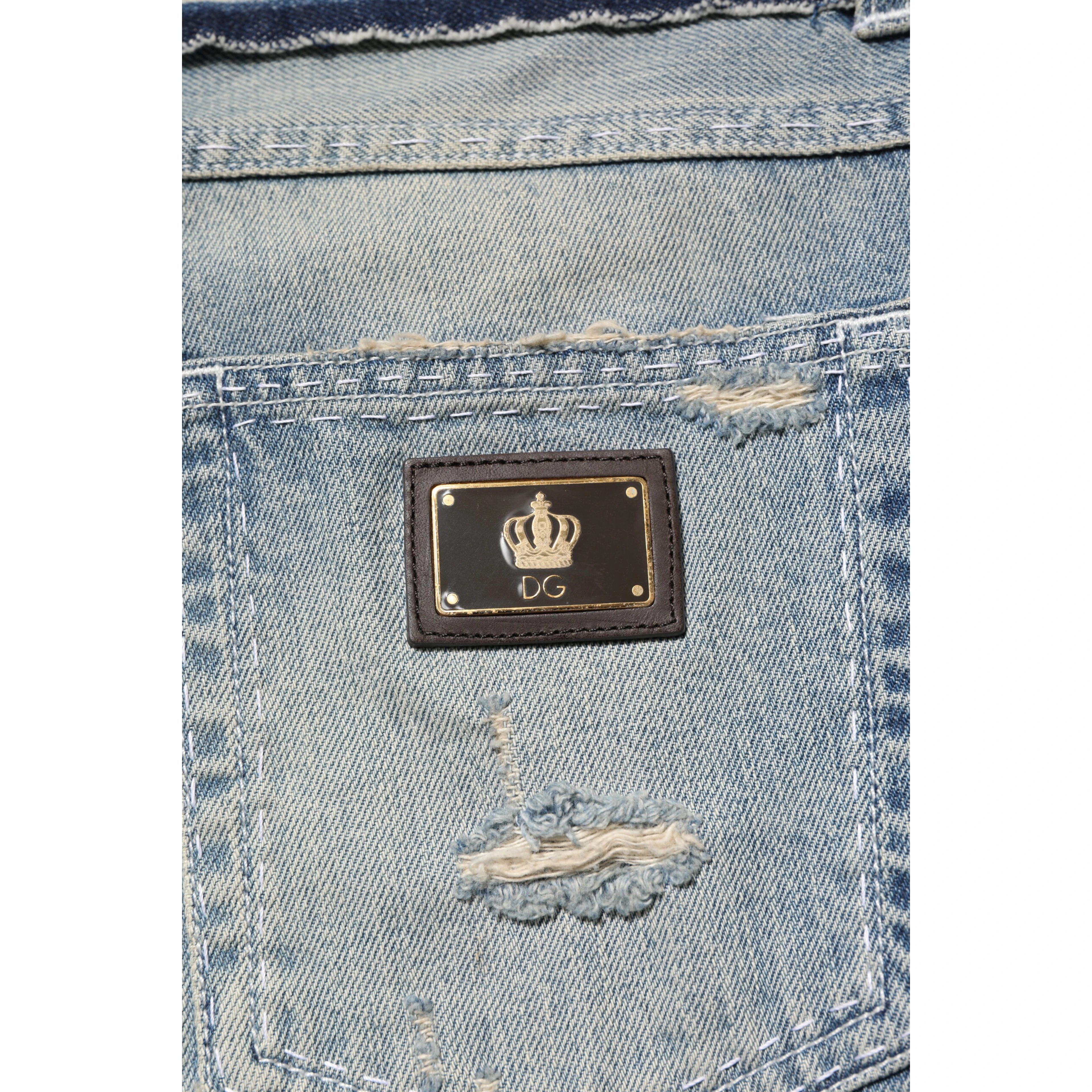 Light Blue Tattered Straight Men Denim Jeans