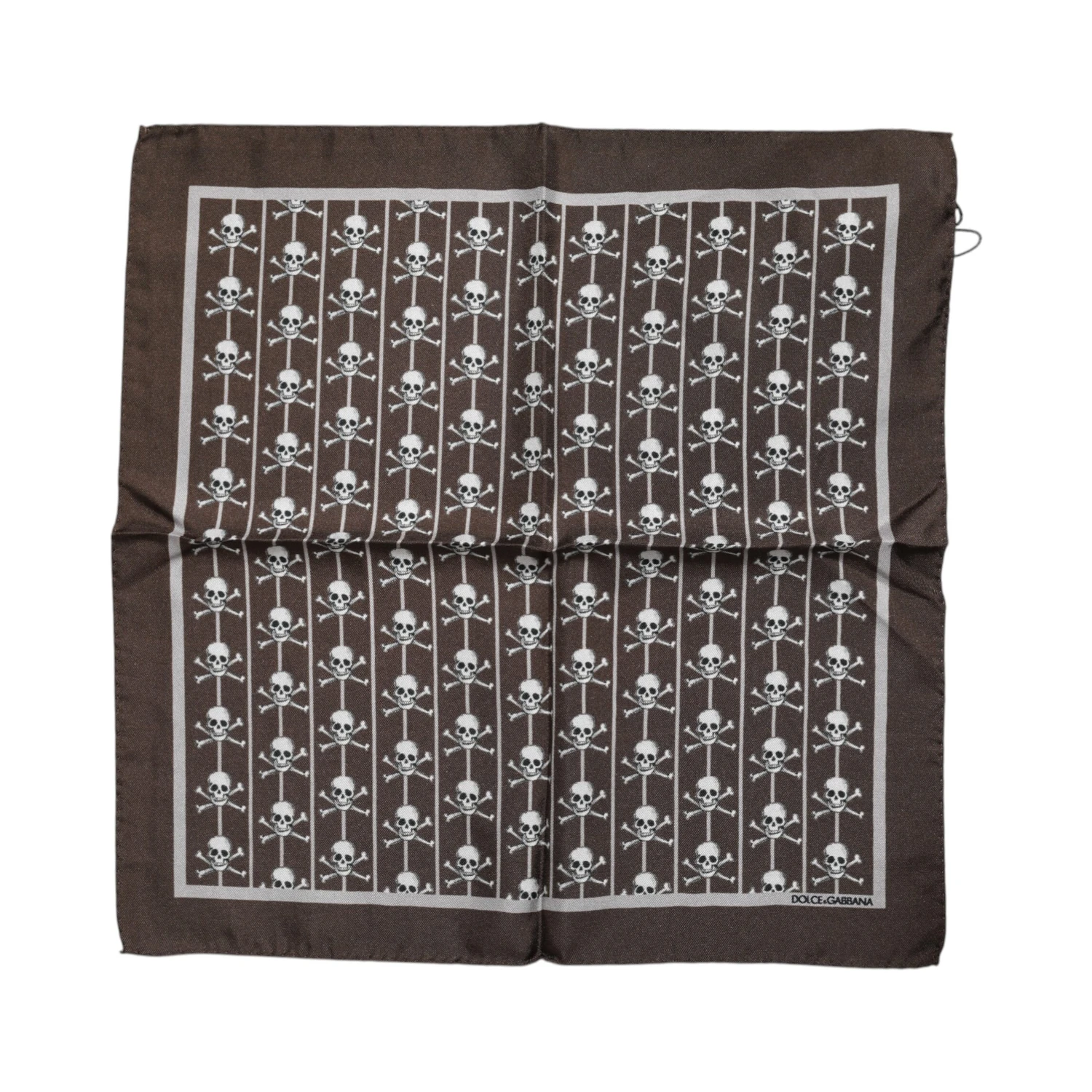 Brown Skull Silk Square Men Foulard Scarf