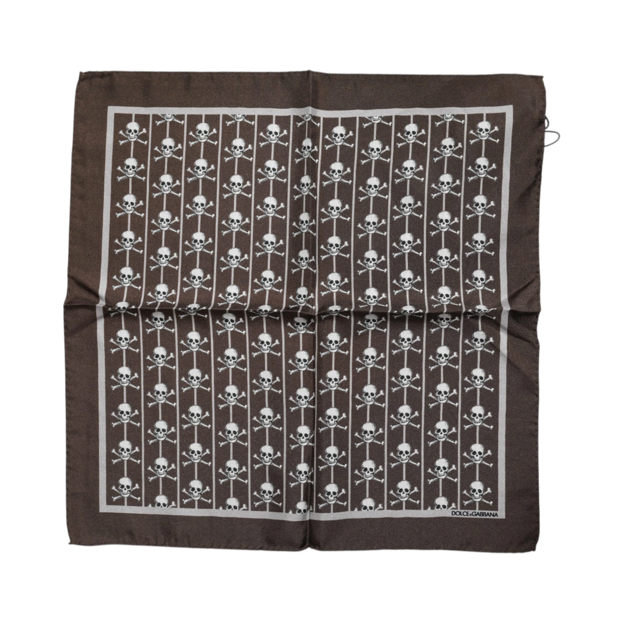 Brown Skull Silk Square Men Foulard Scarf