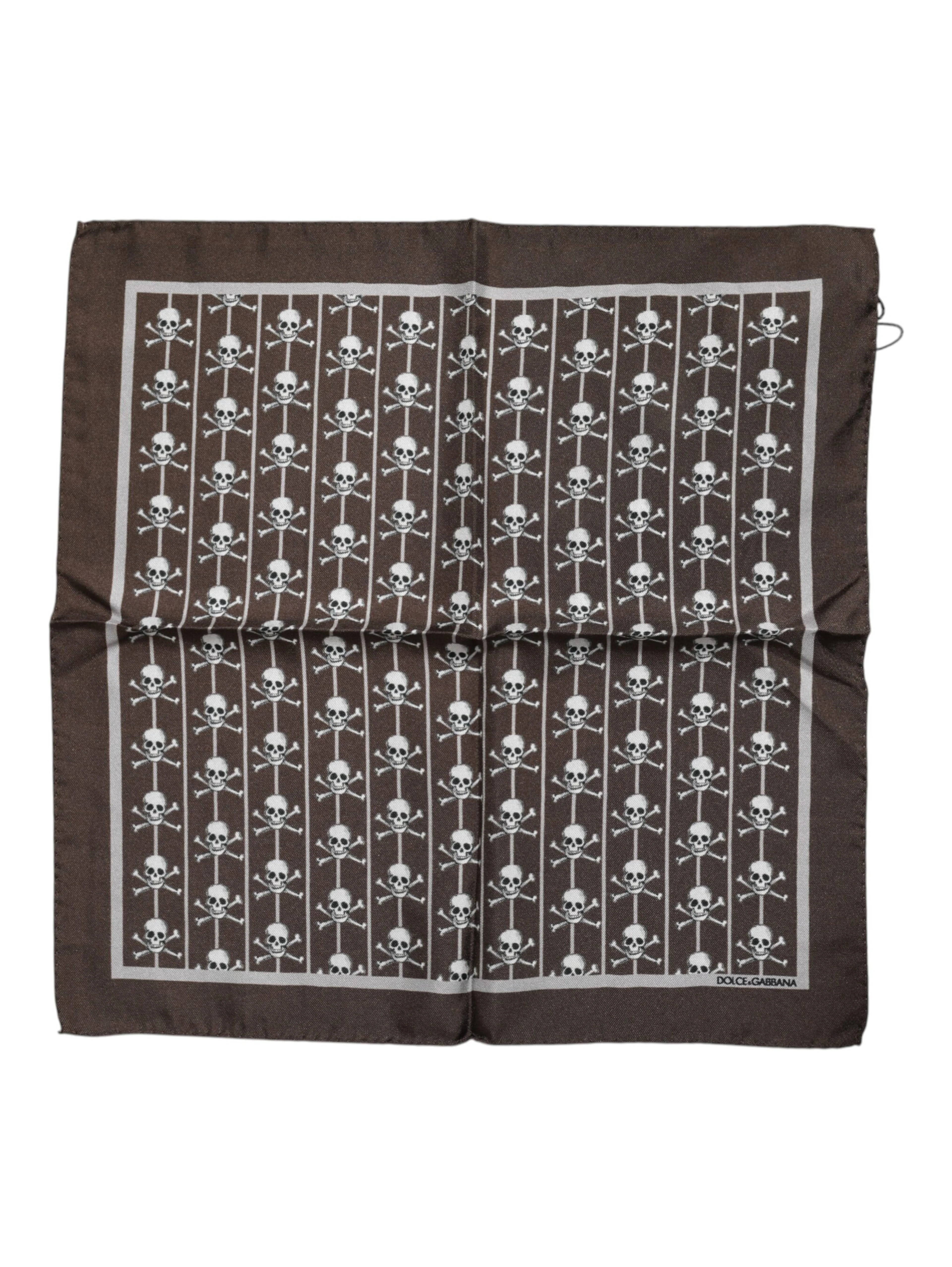 Brown Skull Silk Square Men Foulard Scarf