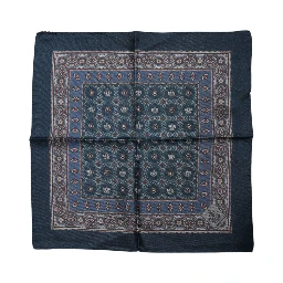 Blue Printed Silk Square Men Foulard Scarf