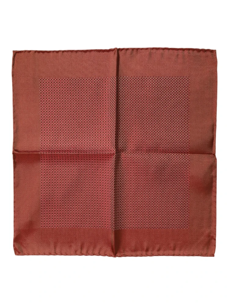 Orange Silk Square Men Foulard Scarf