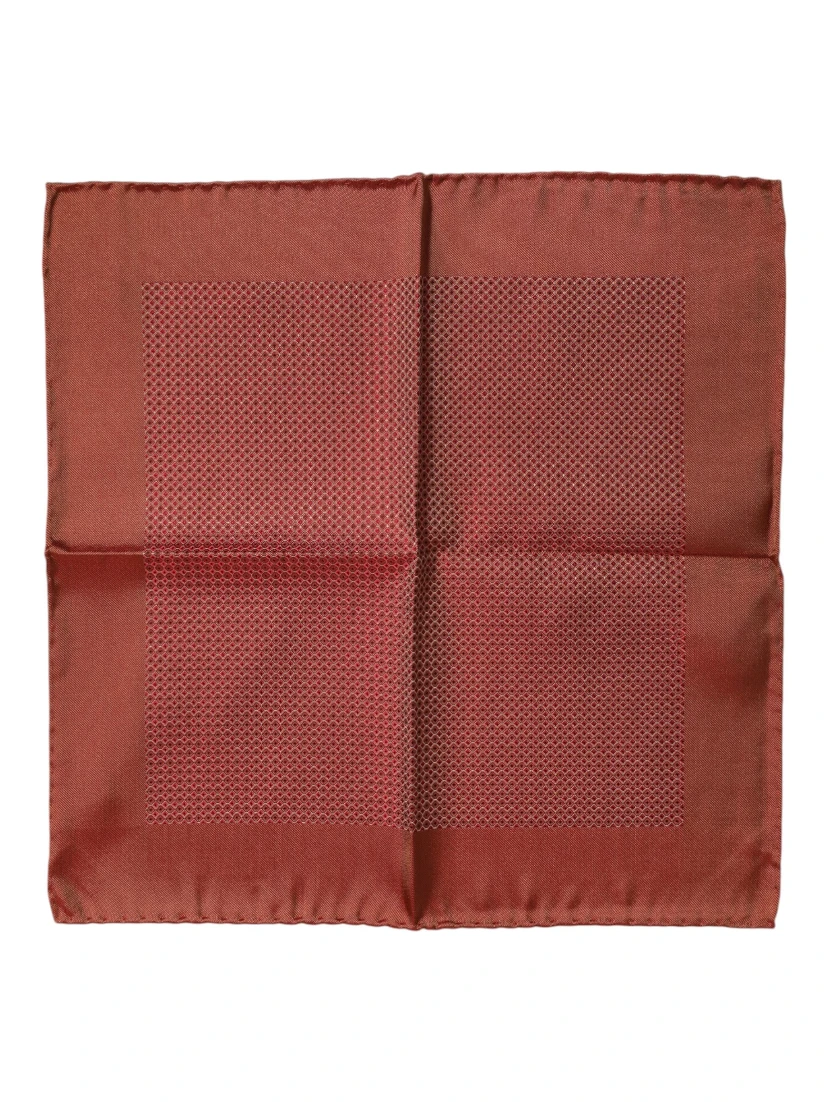 Orange Silk Square Men Foulard Scarf