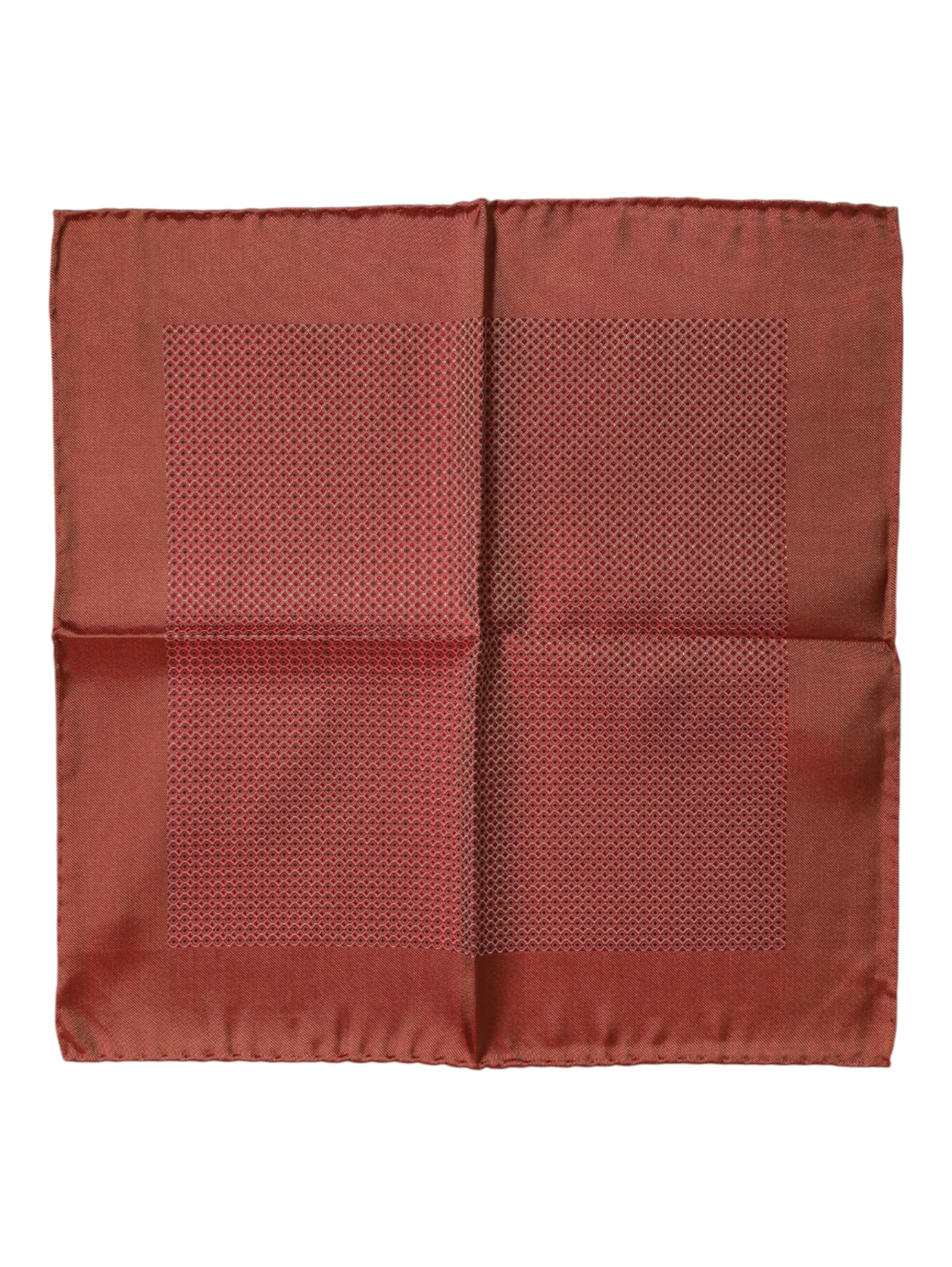 Orange Silk Square Men Foulard Scarf
