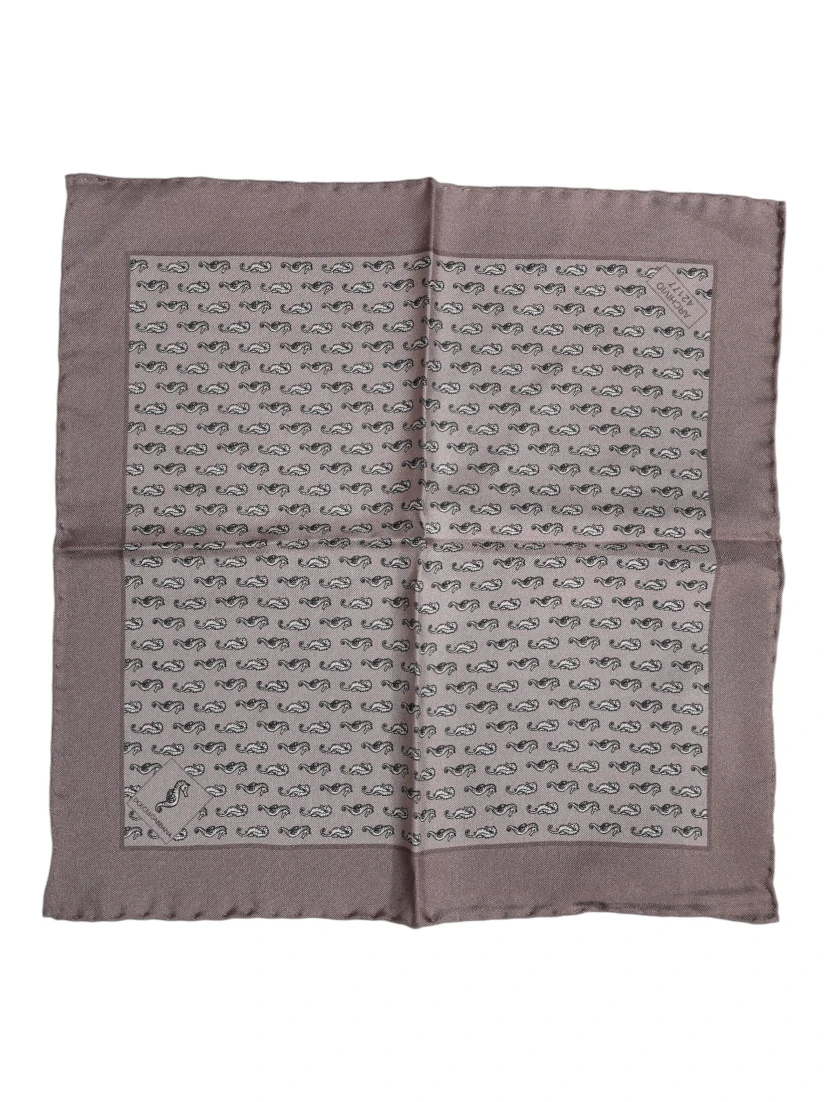 Brown Sea Horse Silk Square Foulard Scarf