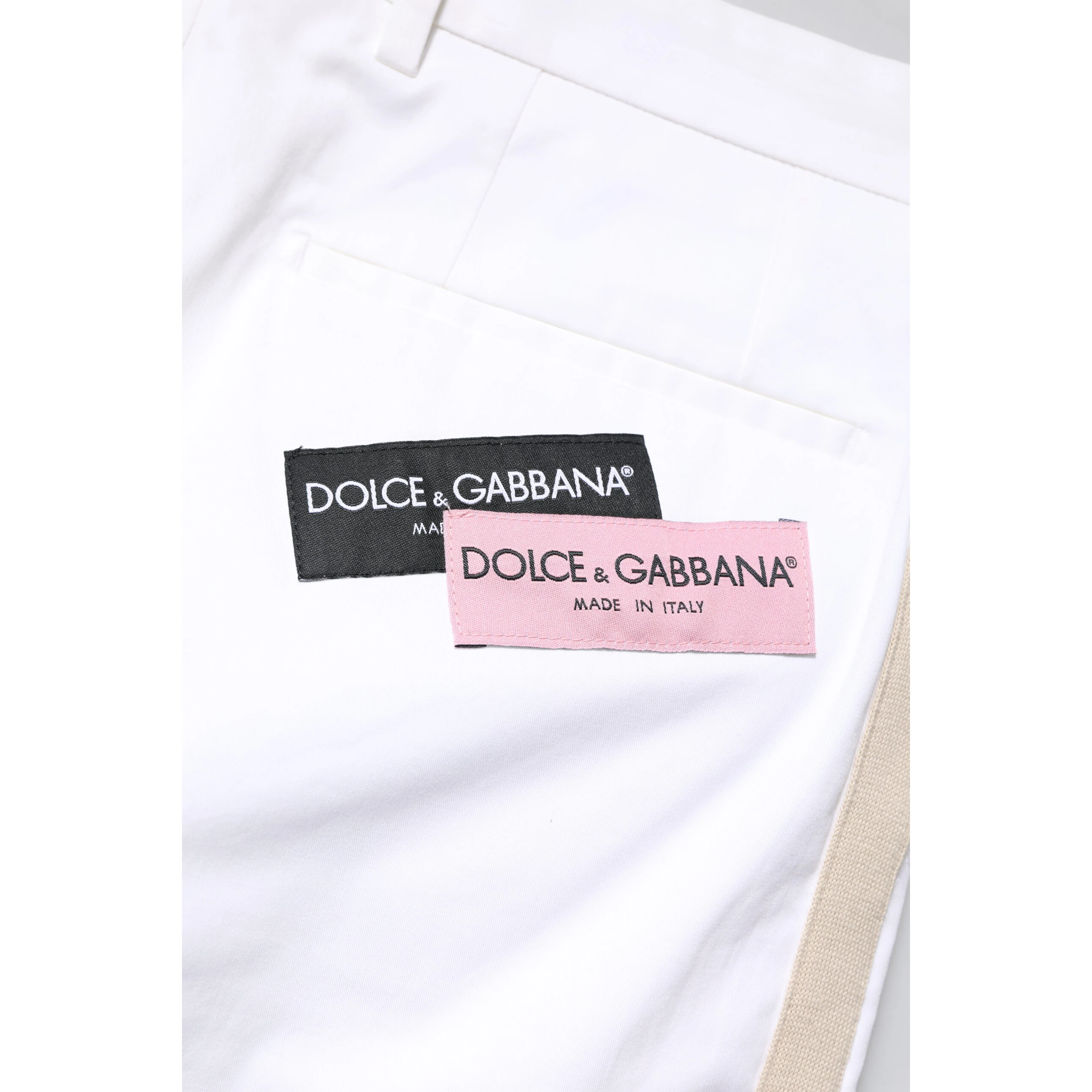 White Cotton Straight Logo Men Pants
