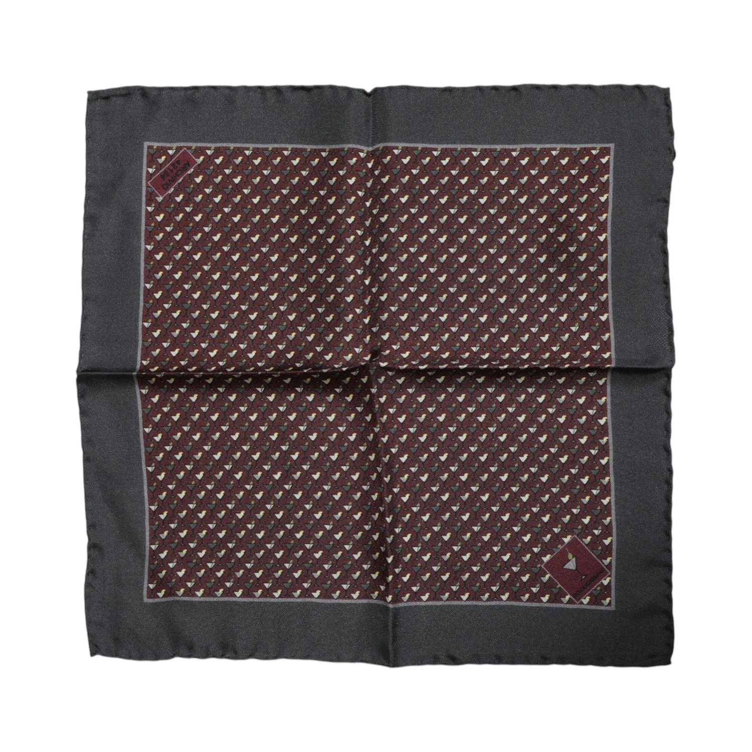 Maroon Cocktail Silk Square Foulard Scarf
