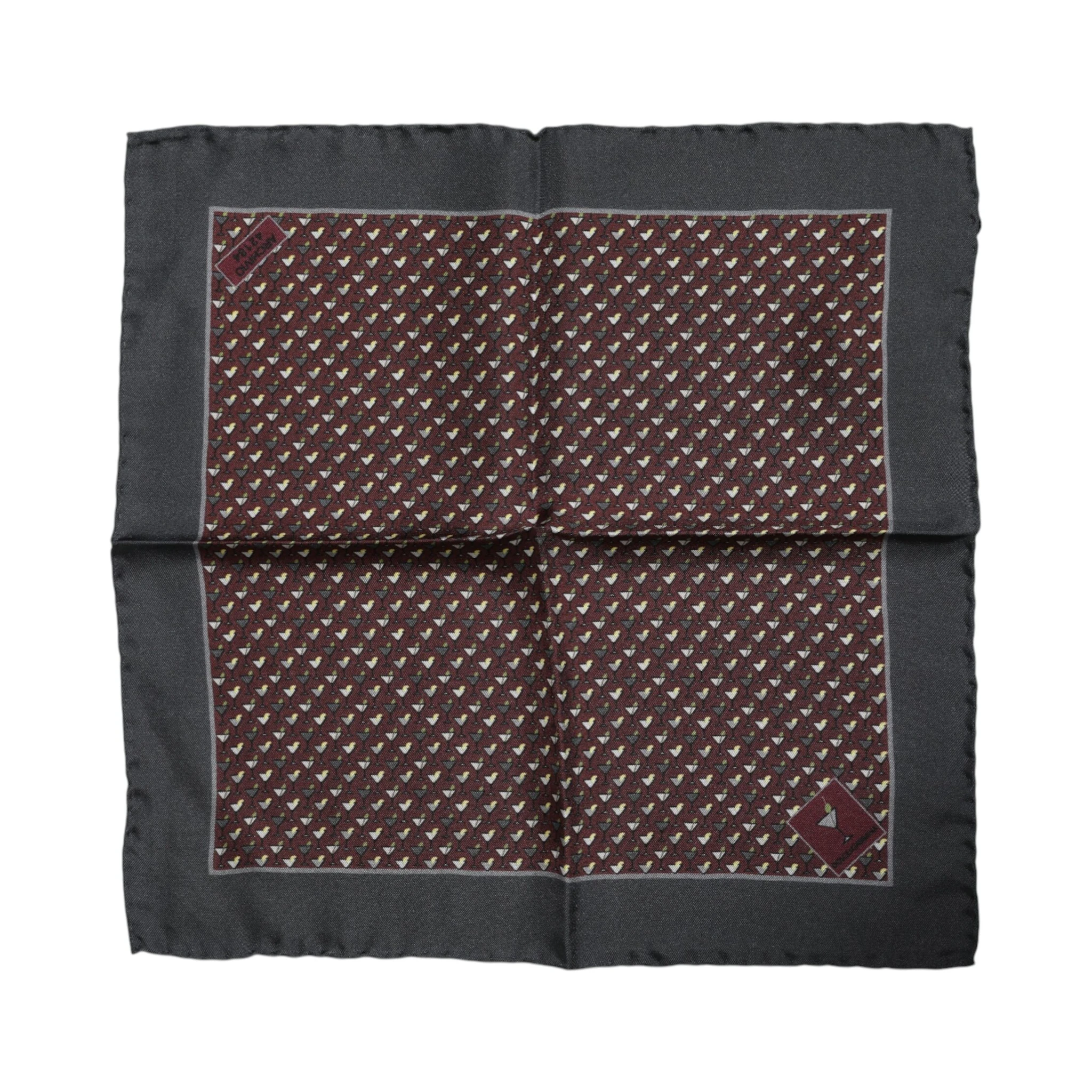 Maroon Cocktail Silk Square Foulard Scarf