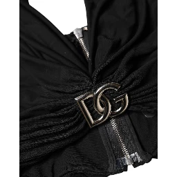 Black Cropped Viscose Halter Bustier Top
