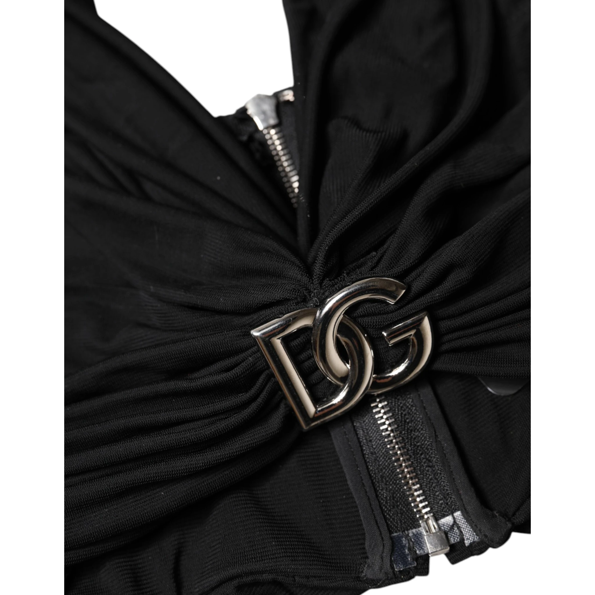 Black Cropped Viscose Halter Bustier Top