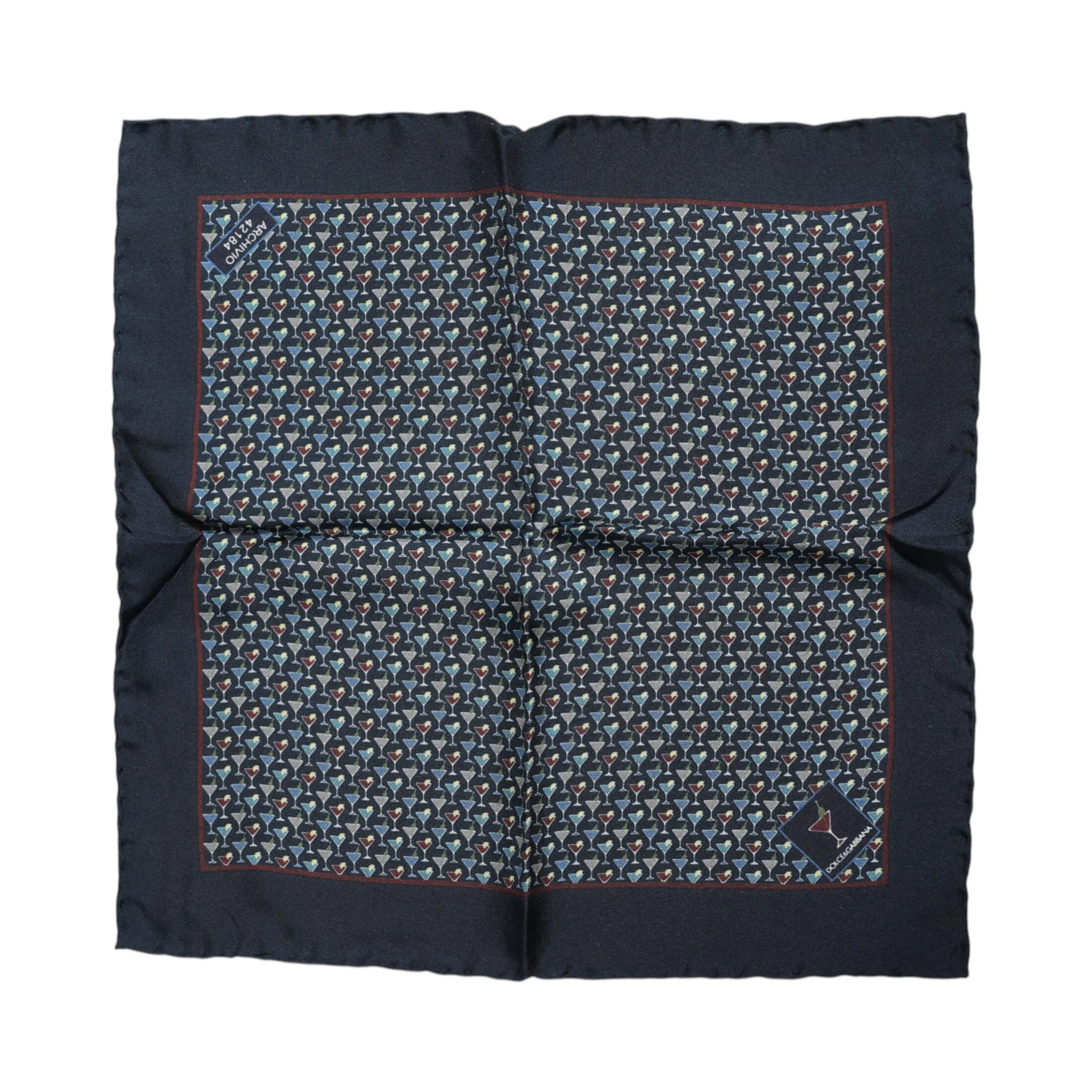 Blue Cocktail Silk Square Foulard Scarf