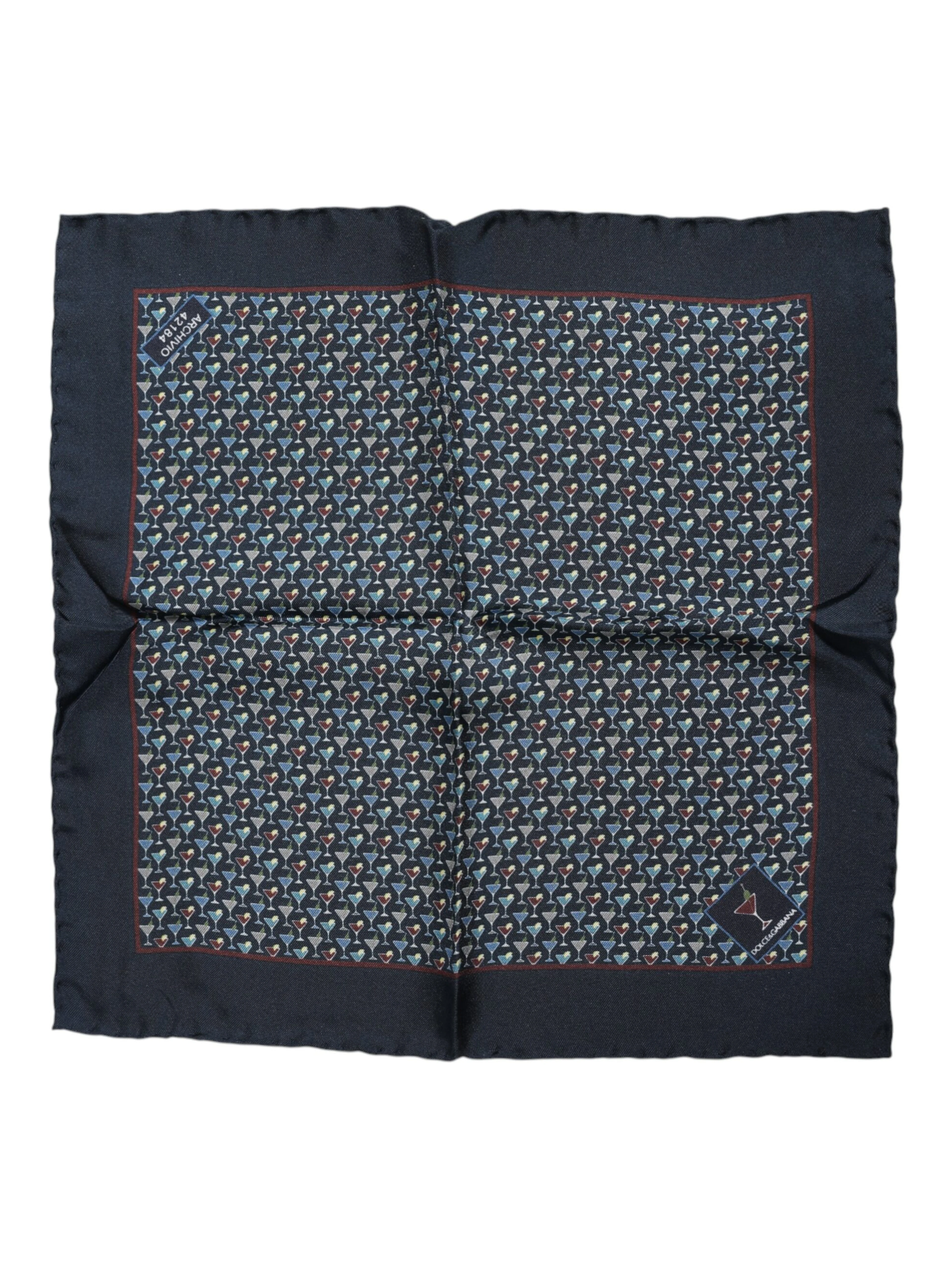 Blue Cocktail Silk Square Foulard Scarf