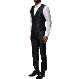 Black Jacquard 3 Piece Single Breasted Suit