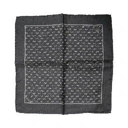 Black Fish Print Silk Square Men Foulard Scarf