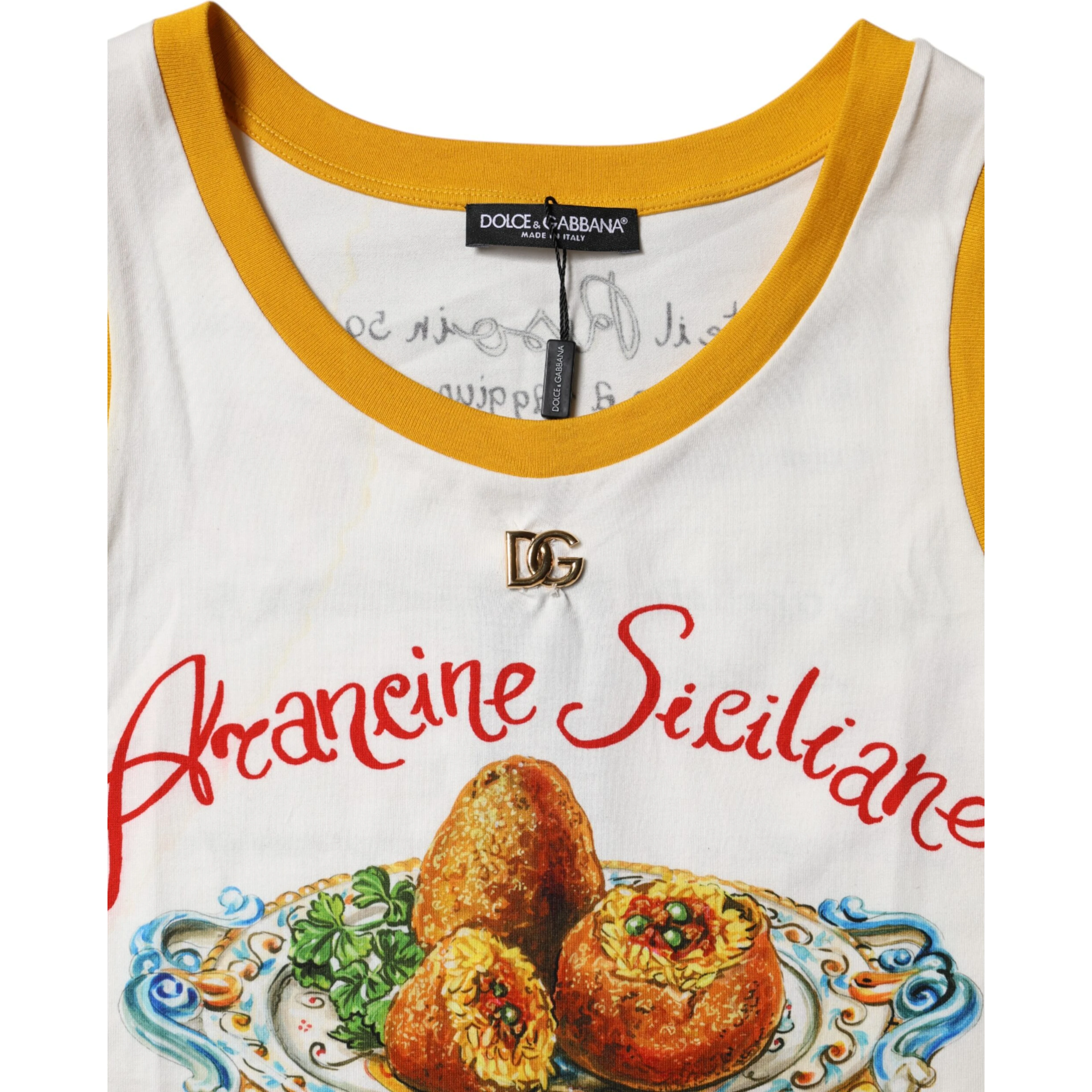White Araneine Siciliane Sleeveless Tank Top