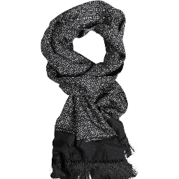 Black Patterned Fringes Men Foulard Scarf