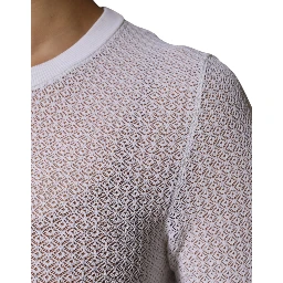 White Round Neck Long Sleeves Pullover Top