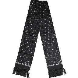 Black White Polka Dot Fringes Foulard Scarf
