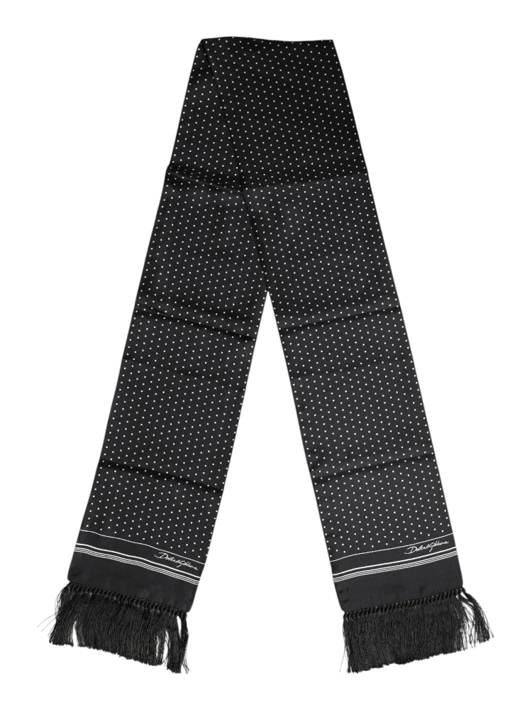 Black White Polka Dot Fringes Foulard Scarf alternative