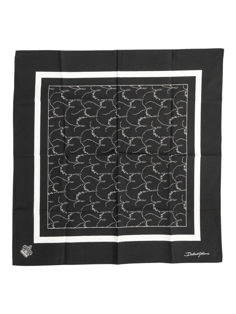 Black White Printed Square Men Foulard Scarf alternative
