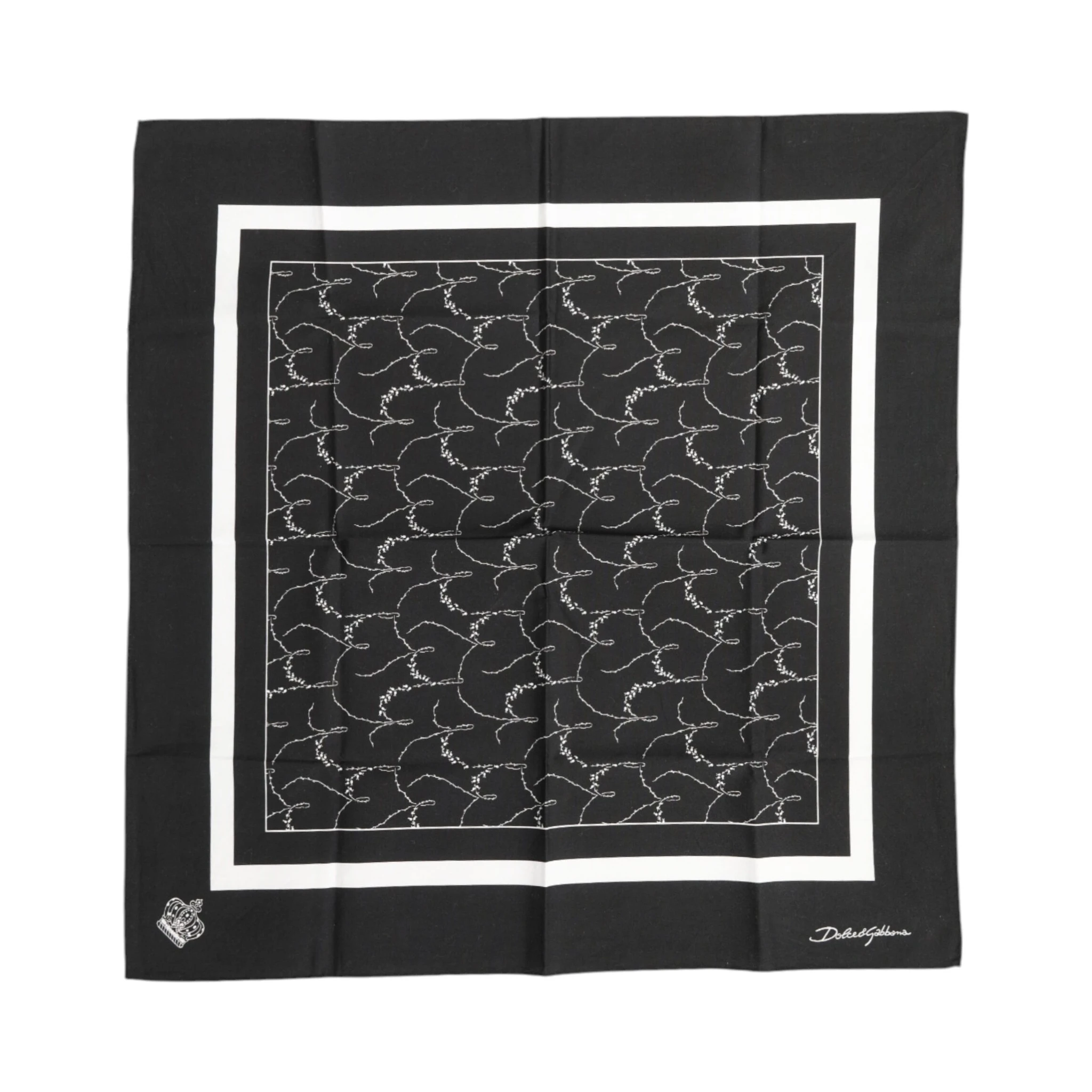 Black White Printed Square Men Foulard Scarf