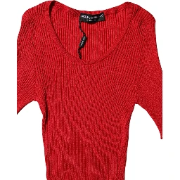 Red Round Neck Short Sleeves Pullover Top