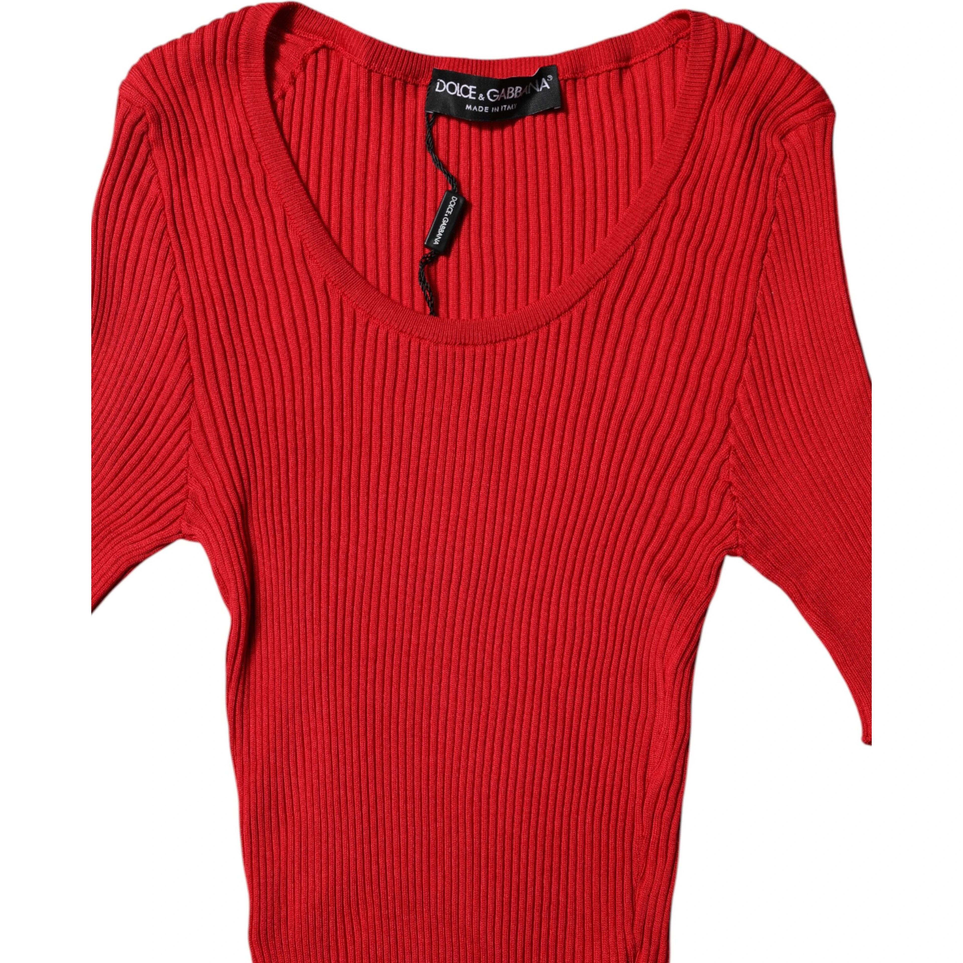 Red Round Neck Short Sleeves Pullover Top