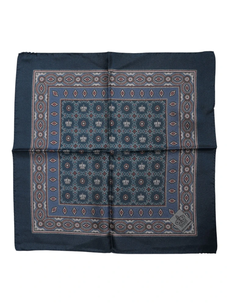 Blue Printed Silk Square Men Foulard Scarf alternative